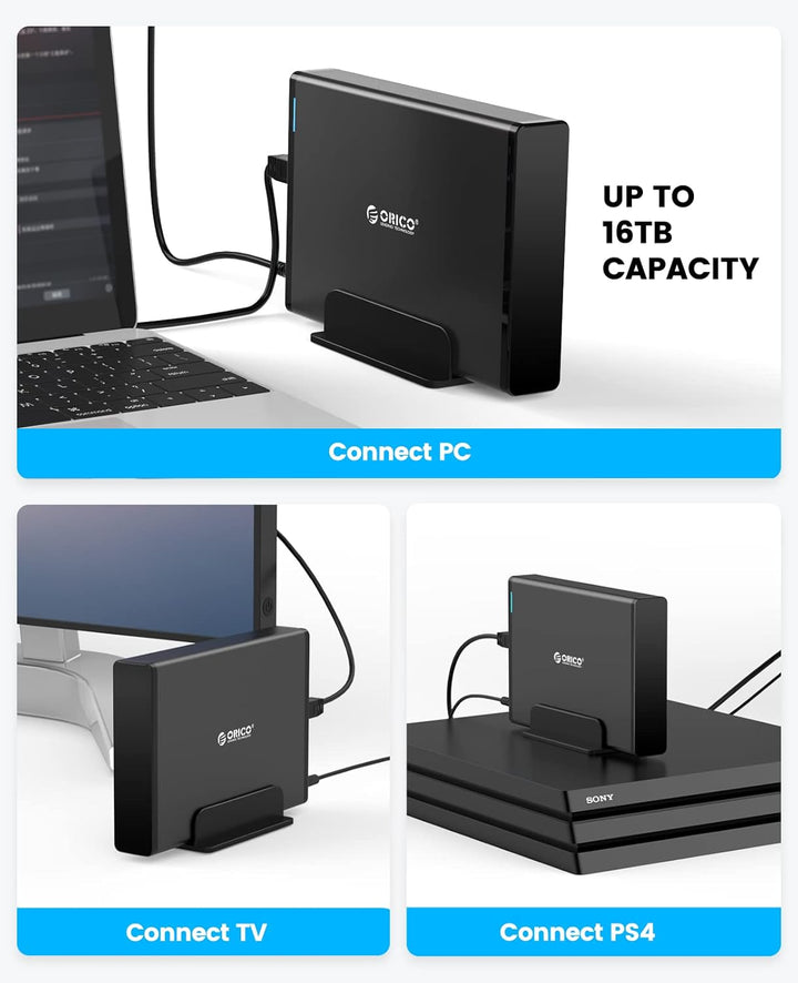 ORICO 3,5 Zoll Externes Festplattengehäuse mit Abnehmbarem Gehäuse USB 3.0 auf SATA 3.0 5Gbps für SA