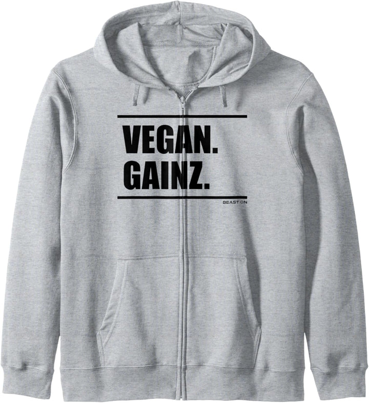 Vegan Gainz Beast On Fitness Gym Motivation Workout weisses Kapuzenjacke