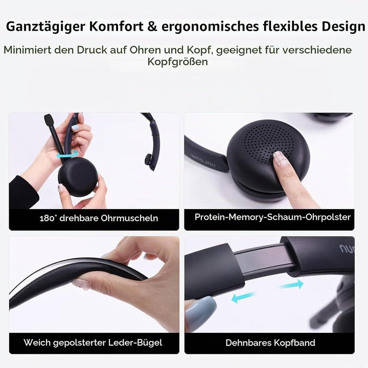 Nuroum HP31S(3rd Gen) Bluetooth Headset mit Mikrofon(Mono),AI Rauschunterdrückung für Anrufe/V5.4/45