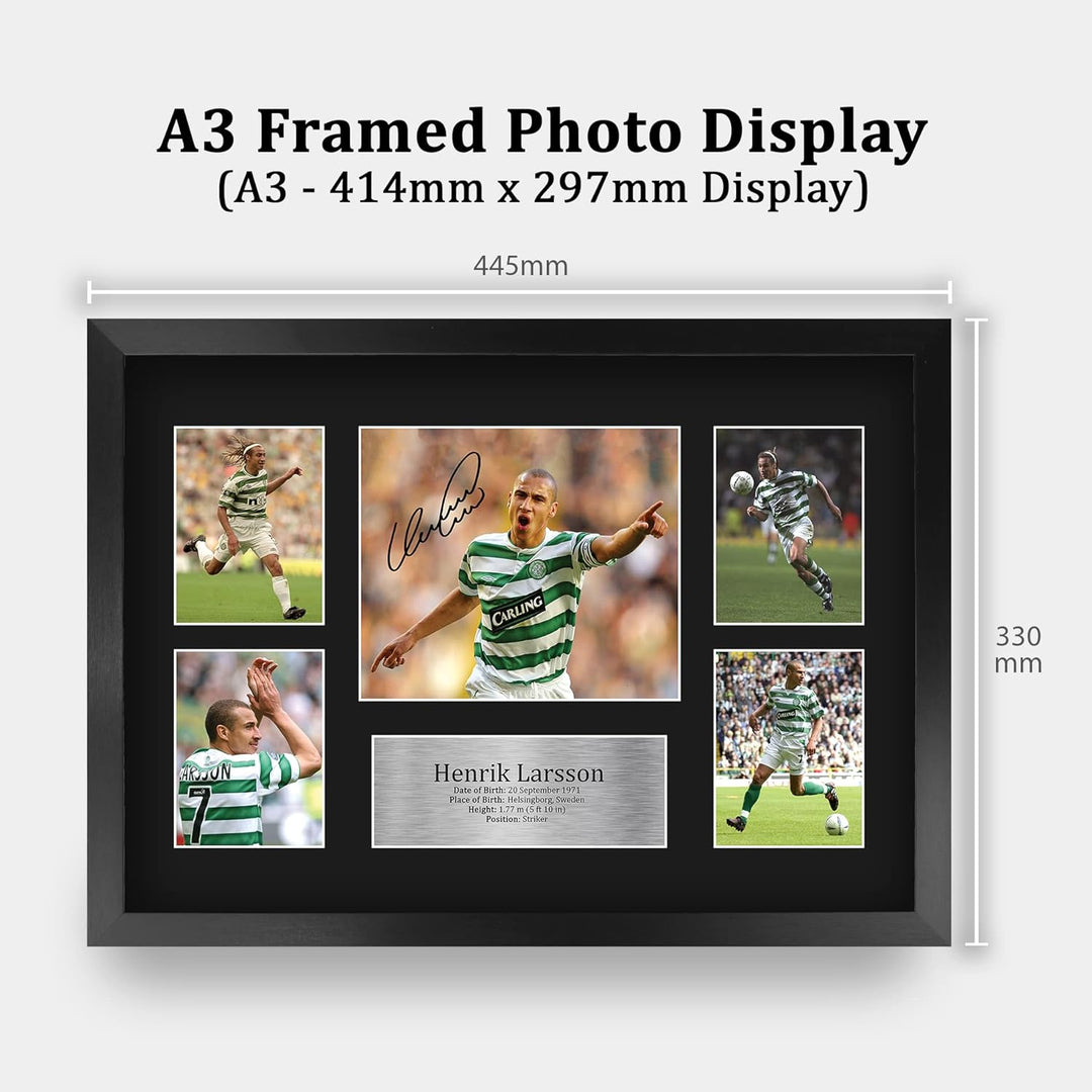 HWC Trading FR A3 Henrik Larsson Celtic Gedruckte Erinnerungsstücke Signiert Autogramm Foto Display