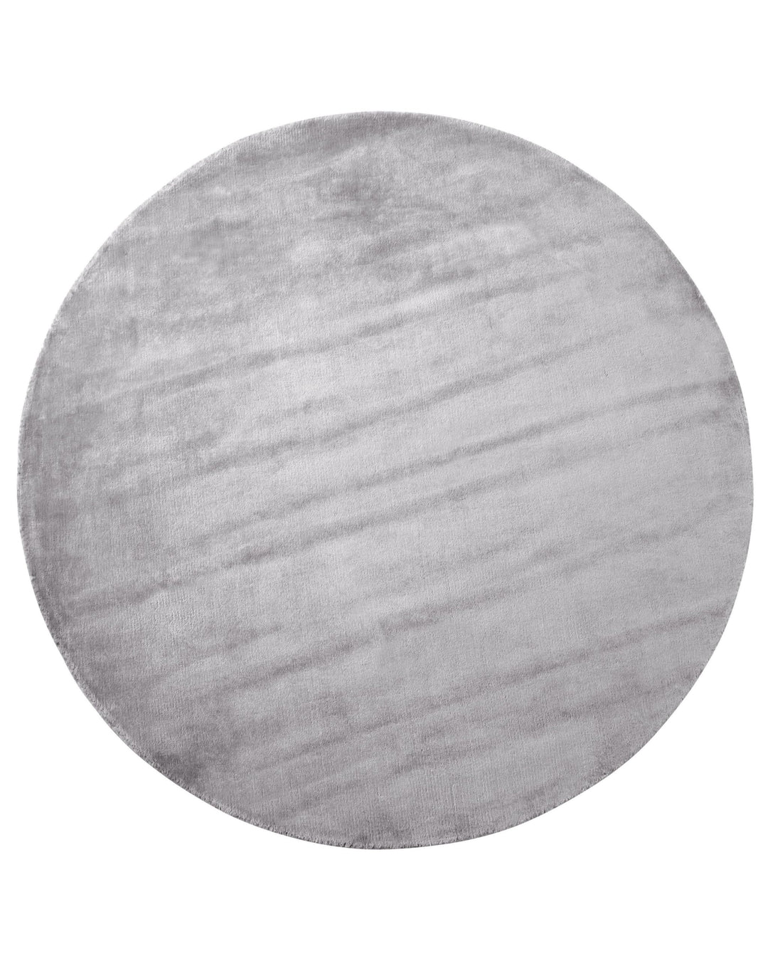 Teppich Viskose helles Grau rund 140 cm einfarbig handgewebt Kurzflor Gesi II