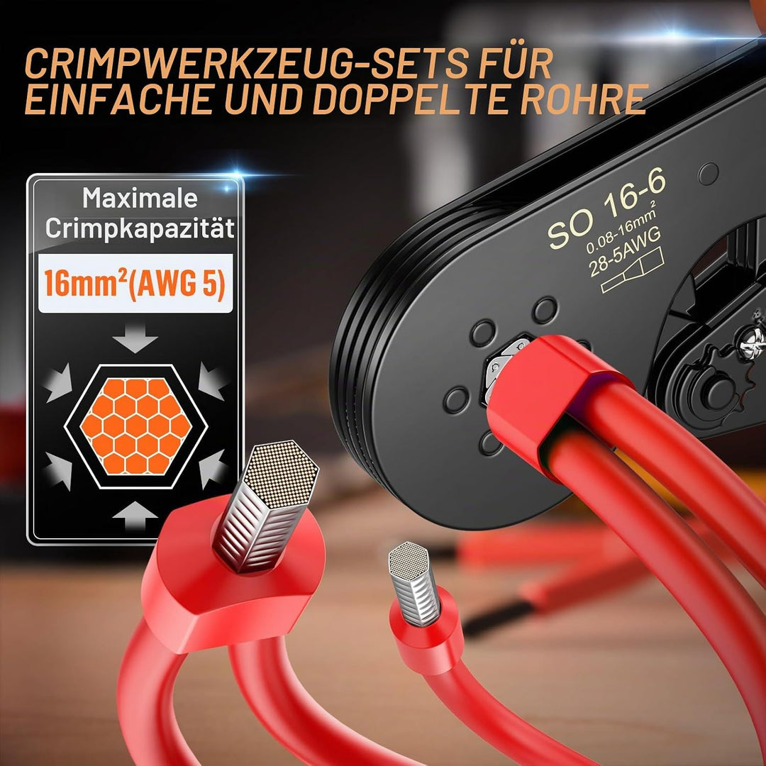 Preciva Crimpzange Set,0.08-16mm² Crimpzangen 1200 stück Aderendhülsen Set,Aderendhülsenzange Krimpz