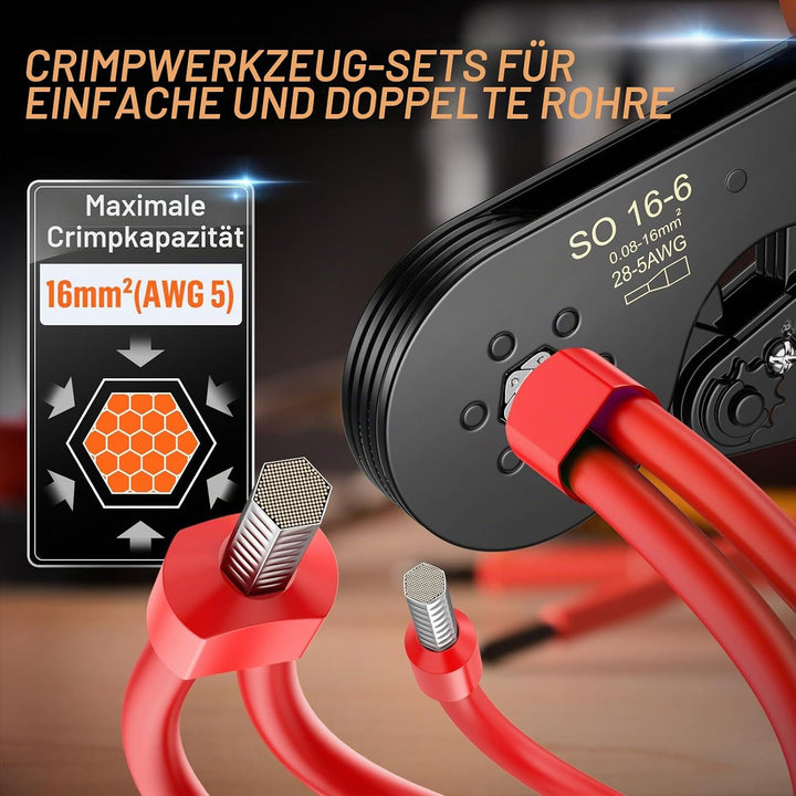 Preciva Crimpzange Set,0.08-16mm² Crimpzangen 1200 stück Aderendhülsen Set,Aderendhülsenzange Krimpz