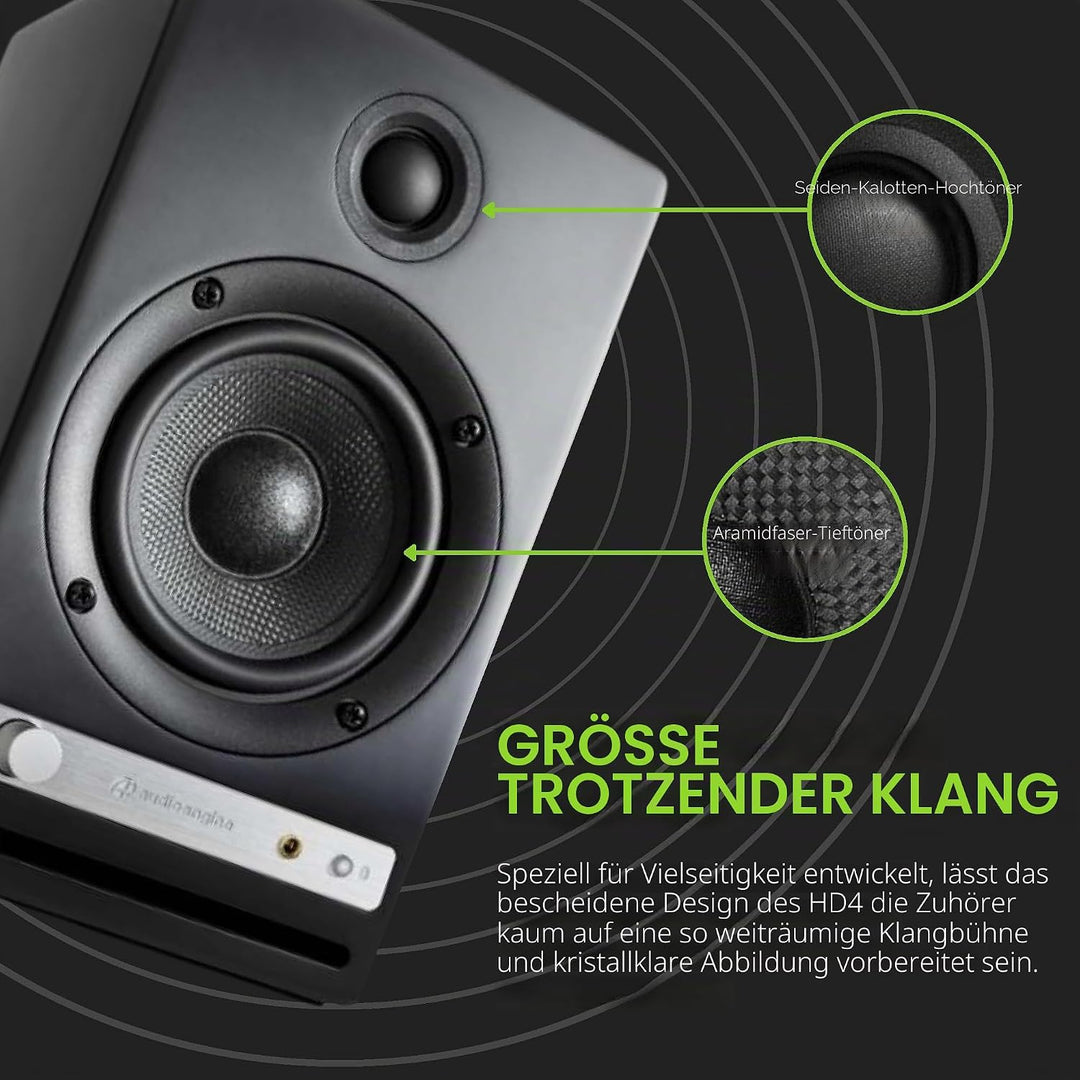 Audioengine HD4 Wireless Speaker Bluetooth | Desktop Monitor Speakers | Home Music System aptX HD Bl