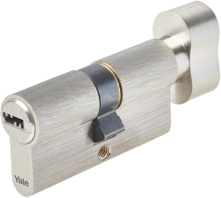 Yale Europrofil Zylinder 1000 PLUS Serie Drehknaufzylinder 30/30mm Nickel matt mit 4 Schlüsseln für