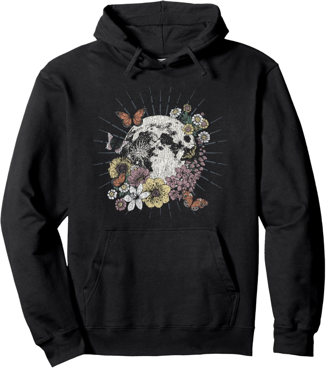 Lunar Butterfly and Floral Star Circle Pullover Hoodie