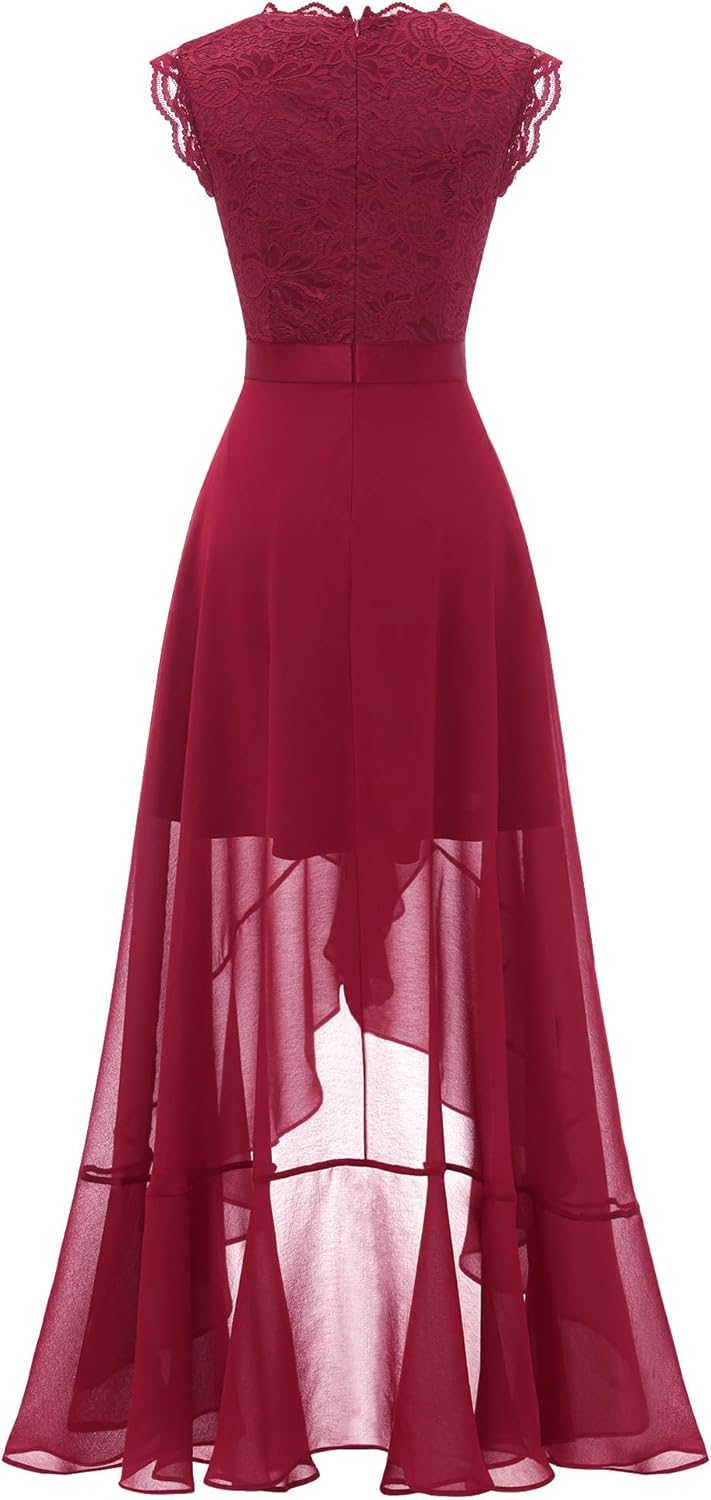 Dressystar Damen Elegant Abendkleider Hochzeit V-Ausschnitt Cocktailkleid Maxi Vokuhila Brautjunferk
