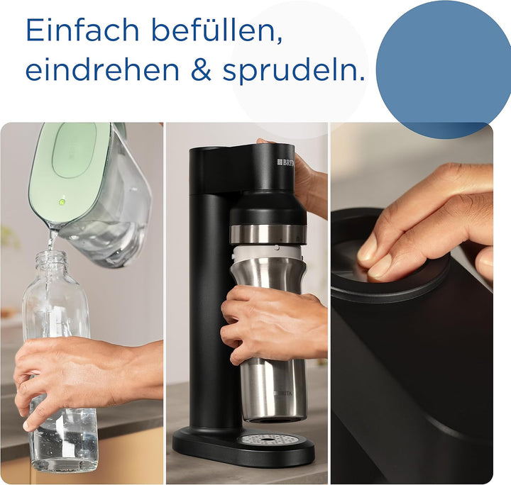 BRITA Glasflasche für sodaTRIO Wassersprudler (1l), 2er Pack Ersatzflaschen – leichte, elegante Wass