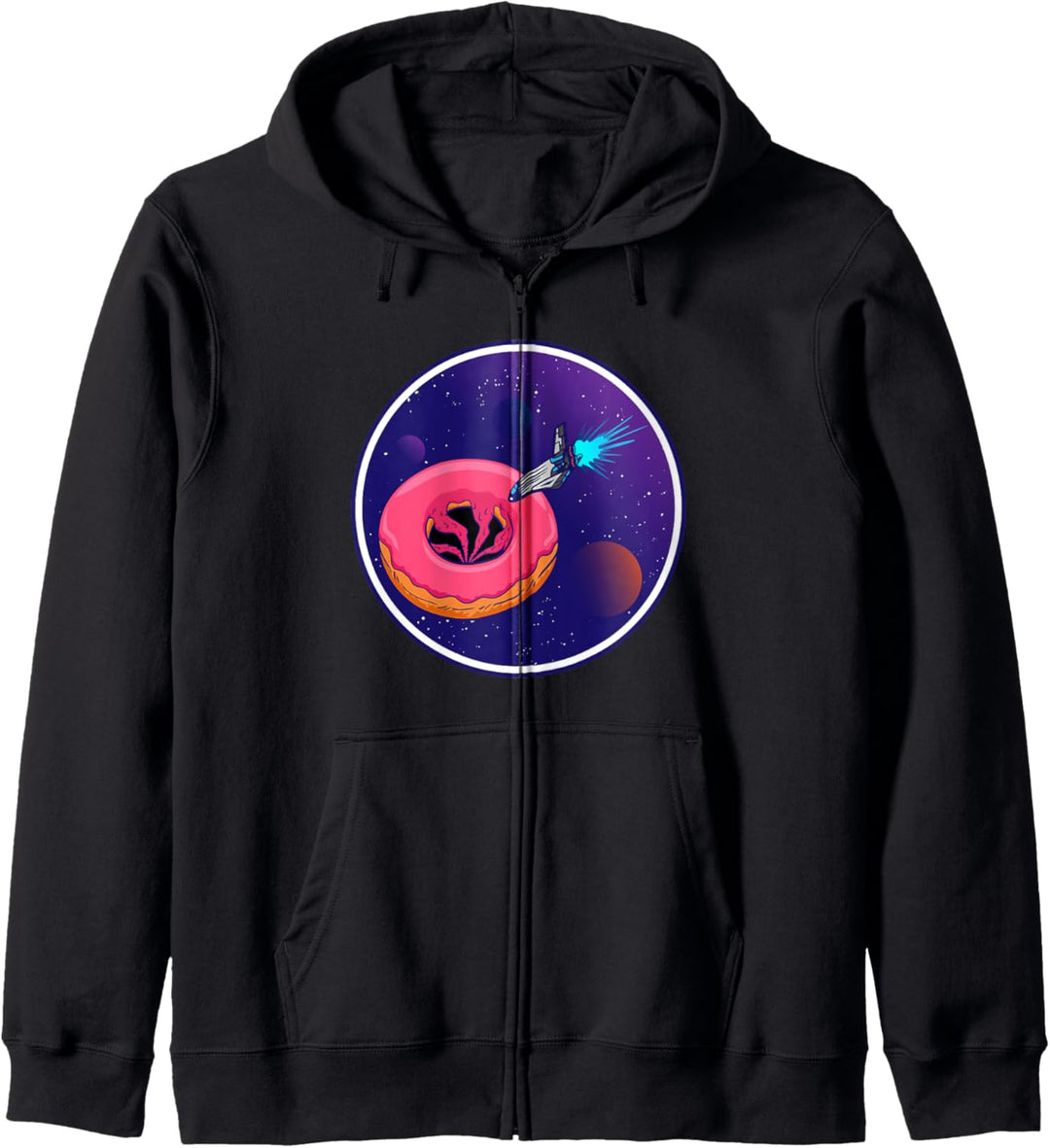 Pinker Donut Schwarzes Loch Weltraum Kapuzenjacke