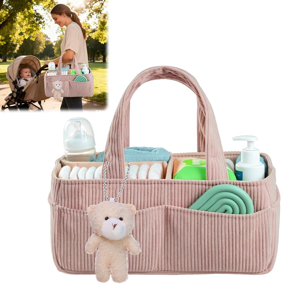 Wickeltasche Organizer, Tragbarer Wickelkorb mit Fächern & Griffen, Large Wickel Organizer, Diaper C