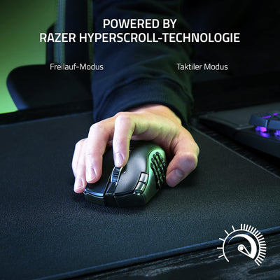 Razer Naga V2 HyperSpeed - Ergonomische Kabellose MMO Gaming Maus (19 Programmierbaren Tasten, Hyper