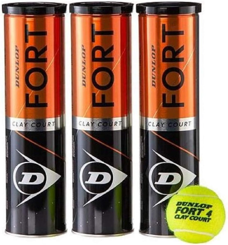 DUNLOP FORT CLAY COURT Packung mit 12 Bolas, 3 Dosen x 4 Bälle