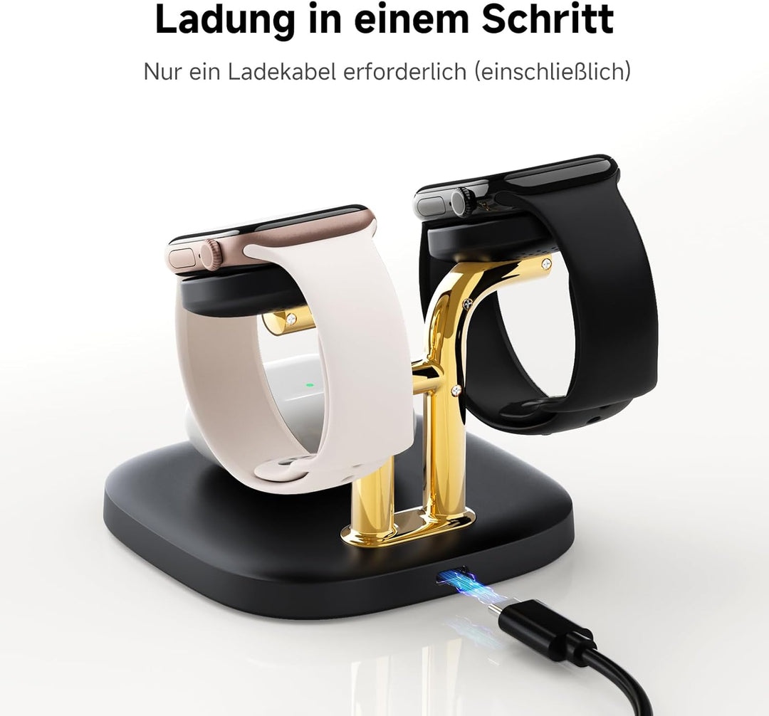 SwanScout Ladestation für 2 Uhren, 5W Doppel Watch Ladestation für Apple Watch Ultra 3/Ultra 2/SE 3/