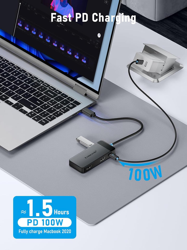Docking Station USB C Hub Dual HDMI, 2024 Upgrade Lemorele USB C Dock 2*HDMI Adapter 4K, 3 USB 3.0/2