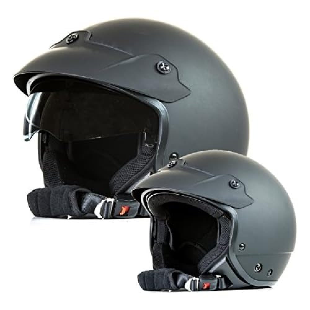 protectWEAR Jethelm Motorradhelm mit integrierten Sonnenvisier und Schild H740 - S, S