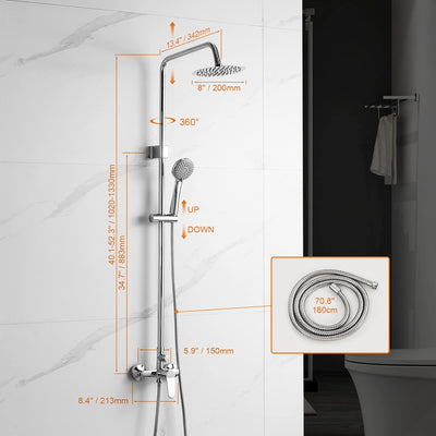 Ibergrif M17059 Duschsäule System mit Wasserhahn, Duschstange Kit, Messing Brause Mischbatterie Set