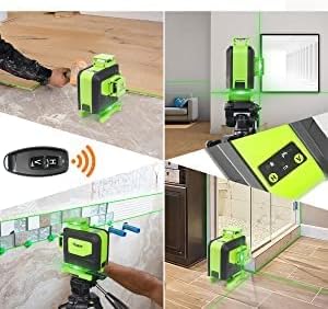 Huepar 904DG 4x360 Laserniveau Selbstnivellierend 16 Linien Grüner Strahlen 4D Kreuzlinien Fliesen B