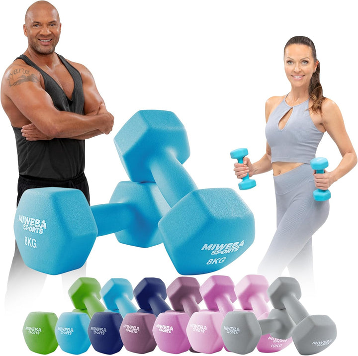 Miweba Sports Neopren Hantelset NKH100 | 𝐏𝐫𝐨𝐟𝐢 Hanteln - 0.5-10.0 Kg - Hexagon Hanteln Set - Kurzhan