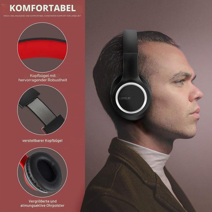 LORELEI X8 Over-Ear-Kopfhörer mit Mikrofon mit 1,45 m verwicklungsfreier Nylonschnur und 3,5-mm-Stec