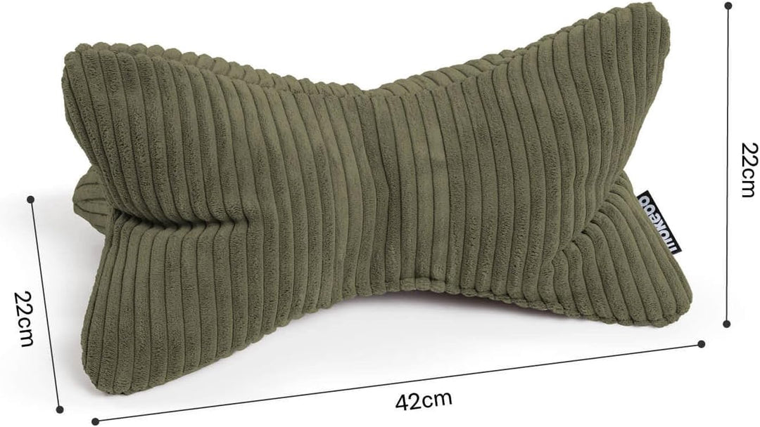 mokebo 'Der Leseknochen' Lesekissen aus weichen Cord-Stoff, ergonomisches Nackenkissen aus gemütlich