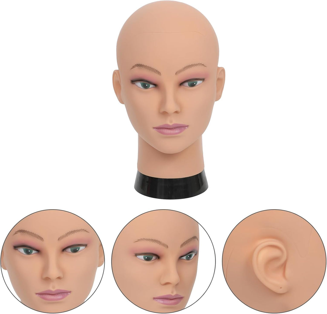 Bald Mannequin Head Professional Bald Head for Wigs,Glasses,Mask Making and Display,with a Free Clam