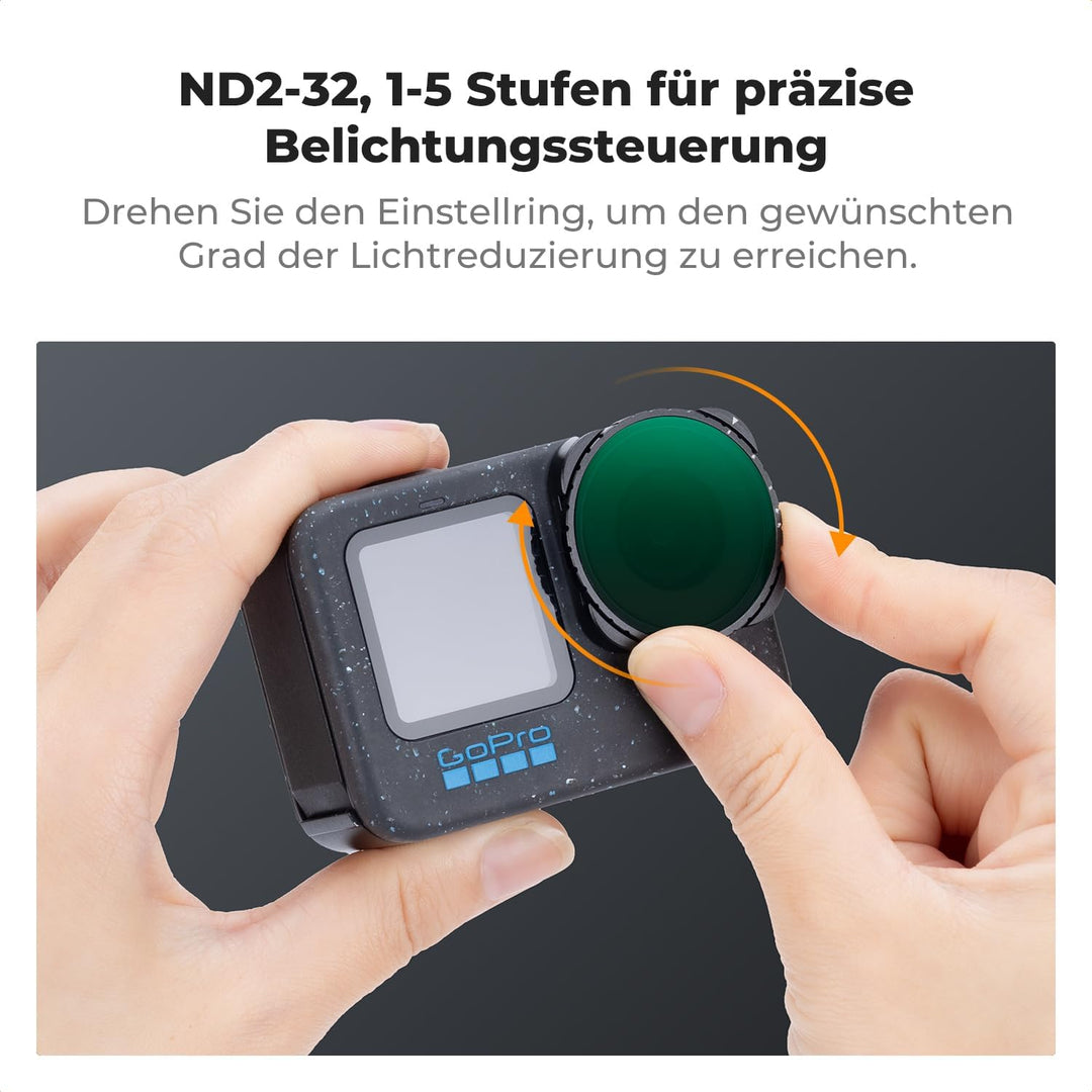K&F Concept Variable ND2-32 Filter Kompatibel mit GoPro Hero 13 Schwarz, Neutraldichte Zubehör Light