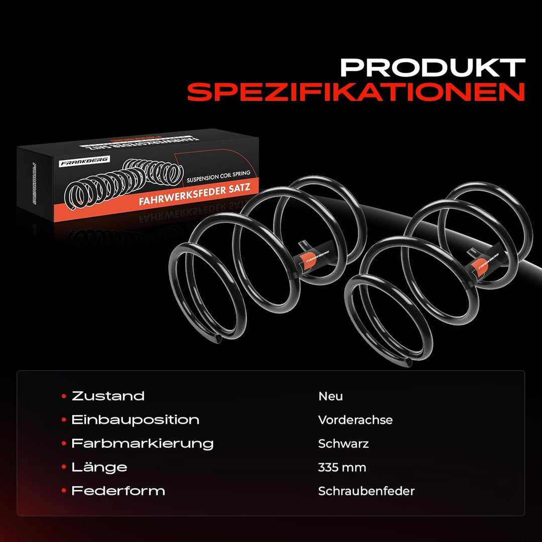 Frankberg 2x Federn Fahrwerksfeder Vorderachse Links Rechts Kompatibel mit X-Trail T30 2.0 4x4 2.5 4