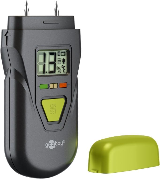 goobay Feuchtigkeitsmessgerät für Holz, Beton, Gips & Wände – Digitales Feuchtigkeitsmesser mit LCD-