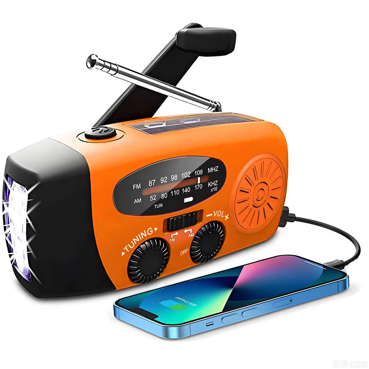 Solar Radio, Tragbar Kurbelradio Dynamo Radio mit AM/FM, Notfall Radio mit Kurbel, 2000mAh Wiederauf