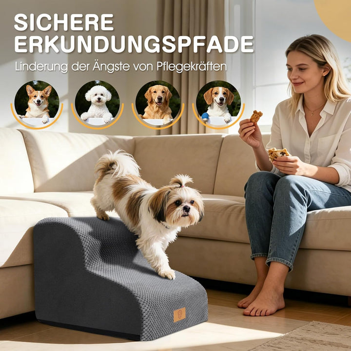 Zvonema wasserdichte Hundetreppe 2 Stufen,Waschbar Leiter Hundetreppe für Kleine Hunde und Katzen, A