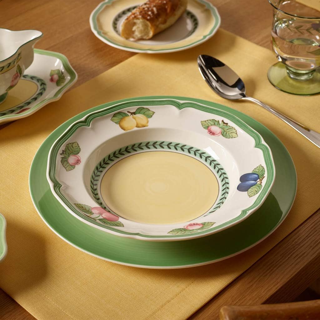Villeroy &amp; Boch - French Garden Fleurence Suppenteller, 23 cm, Premium Porzellan, Weiss/Bunt 25 x 15