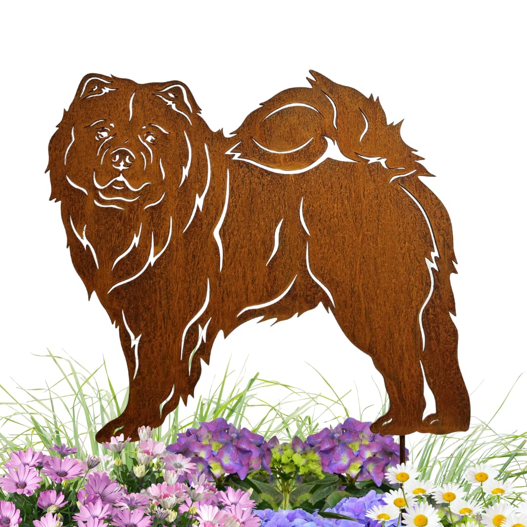 Terma Stahldesign Edelrost Hund Chow Chow, Handmade Germany, tolle gartendeko aus Rost-Metall, deko