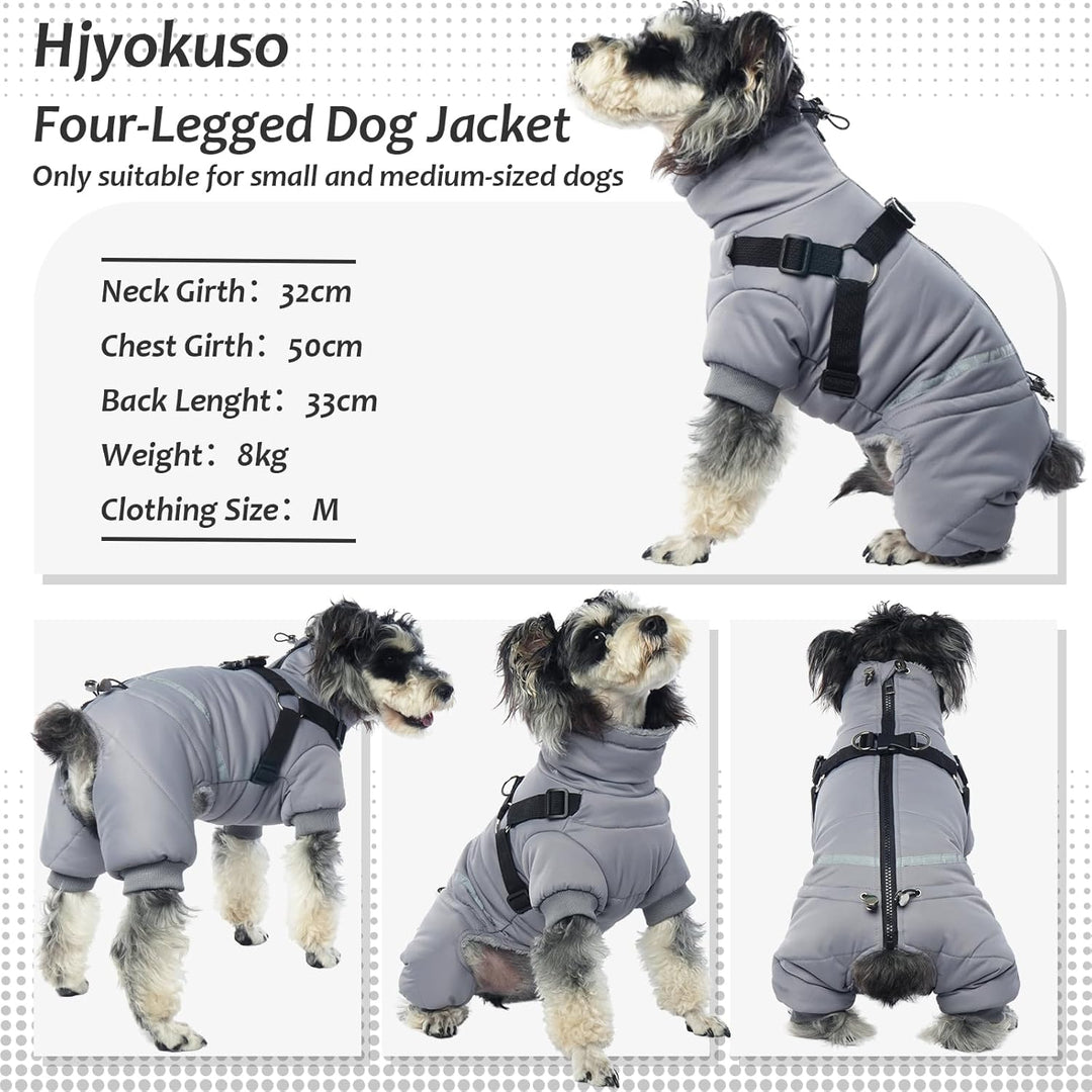 Hjyokuso Wasserdichter Hundemantel, Hundejacke mit Geschirr, Wintermantel Hund für kleine Mittel Gro