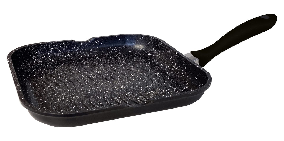 Cheffinger Grillpfanne Alu Guss Ø28cm Steakpfanne Fischpfanne Pfanne braten auch induktion