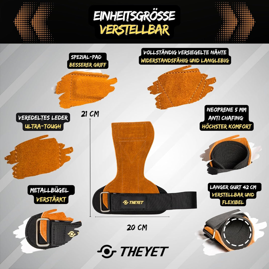 Theyet Crossfit Grips | Fitness Handschuhe Herren und Damen | Lifting Straps mit Handgelenkstütze |