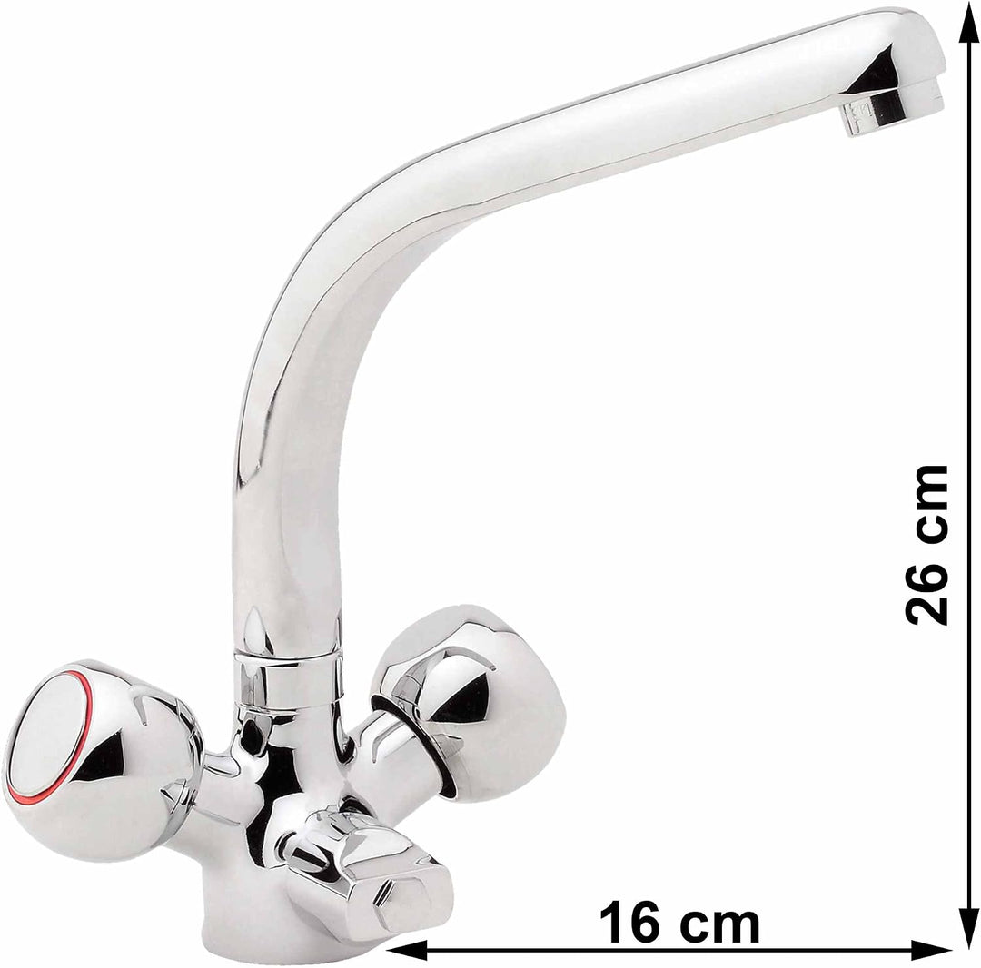 Kirchhoff 10368 2 Griff Spültisch Armatur Cavalli mit Geräteanschluss Chrom