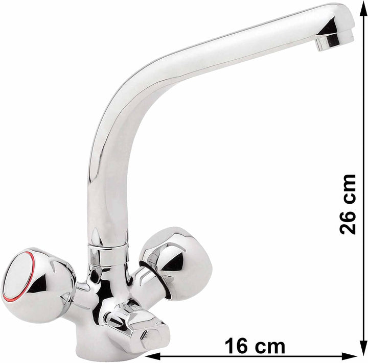 Kirchhoff 10368 2 Griff Spültisch Armatur Cavalli mit Geräteanschluss Chrom
