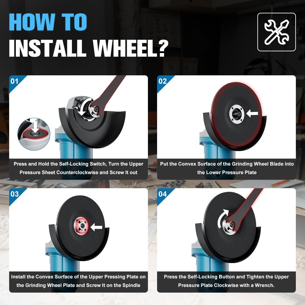 1200W Akku Winkelschleifer für Makita Akku 18V (Ohne Akku), 125mm Akku Flex mit 4 Geschwindigkeiten,