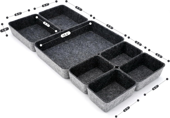 Welaxy Drawer organizers bins felt storage bin office organizer shallow small Desk organizer trays D