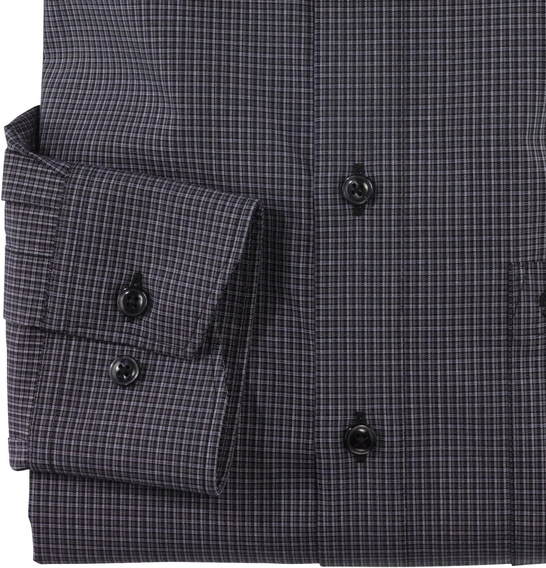 OLYMP Herren Businesshemd Langarm Luxor,Kariert,modern fit,Button-Down-Kragen 37 Schwarz 68, 37 Schw