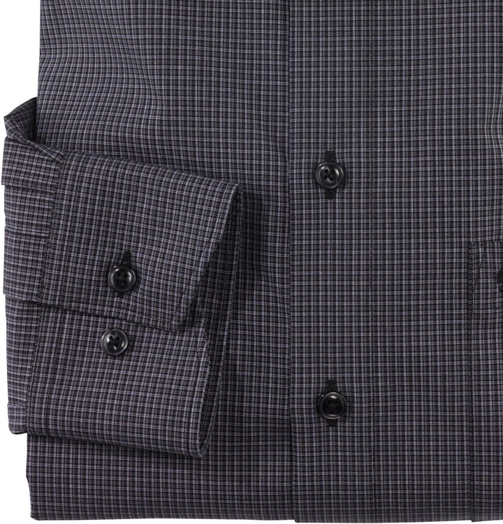 OLYMP Herren Businesshemd Langarm Luxor,Kariert,modern fit,Button-Down-Kragen 37 Schwarz 68, 37 Schw
