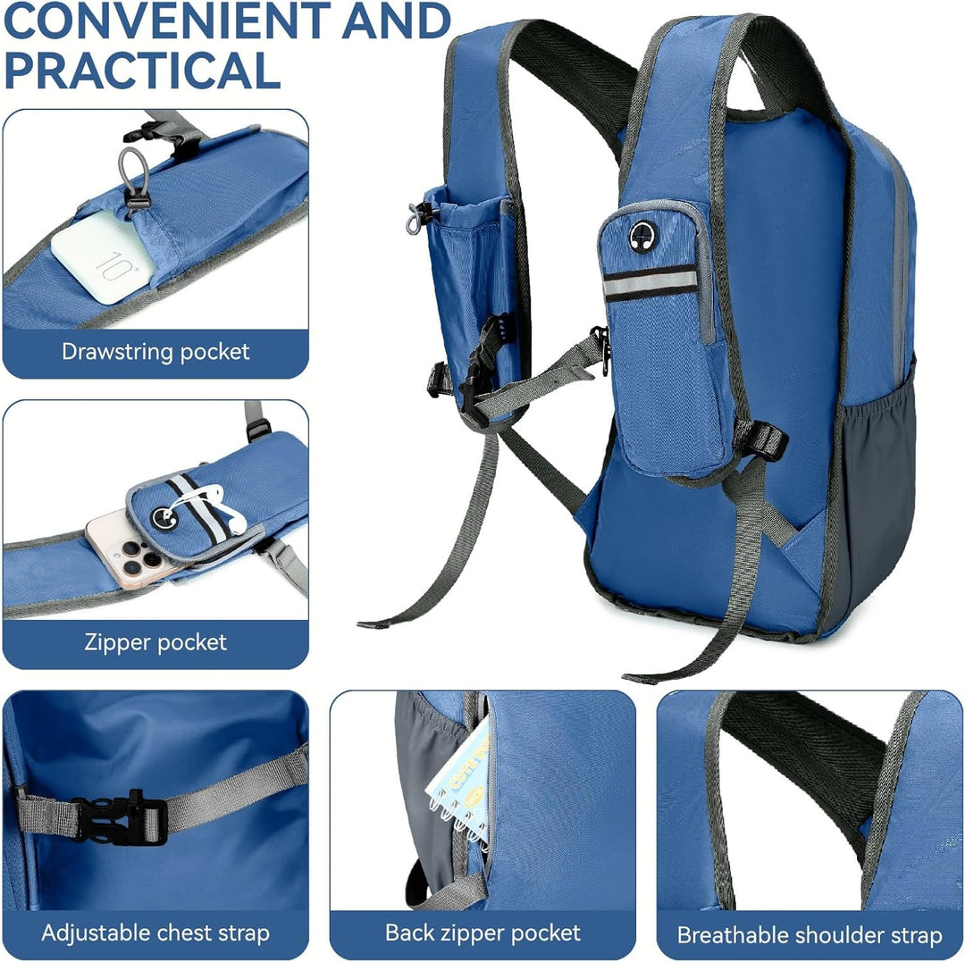 15L Wanderrucksack Kleiner Damen Herren Leichter Faltbarer Daypack Tagesrucksack Trekkingrucksack Du