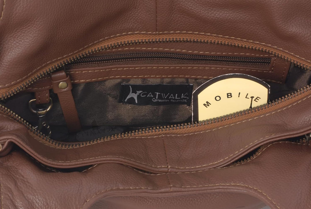 Catwalk Collection Handbags - Leder - Umhängetasche/Schultertasche - ROXANNA Braun, Braun