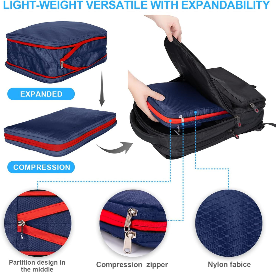 Cinnani Koffer Organizer Set, 6-Teilig Compression Packing Cubes, Packtaschen mit Kompression Packwü