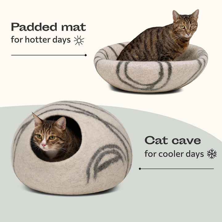 MEOWFIA Katzenbett aus 100 % Merinowolle – Handgefilztes, Umweltfreundliches Katzenbett für Katzen &amp;