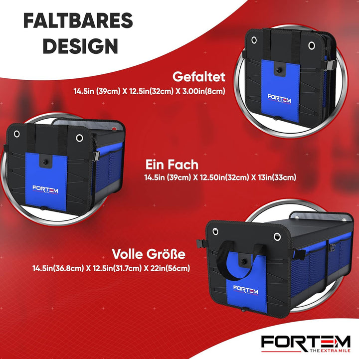 FORTEM Kofferraum Organizer, Kofferraumtasche, Zusammenklappbarer Auto Organizer Kofferraum mit Fäch