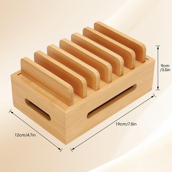 Ladestation aus Holz für Mehrere Geräte, Handy-Dock Tragbarer Tablethalter Handystation Telefonhalte