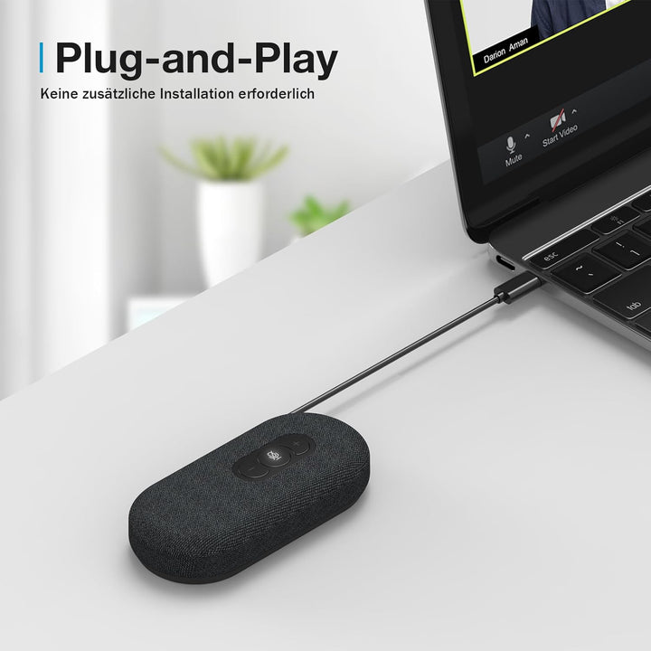 USB Konferenzlautsprecher mit Mikrofon für Home Office-Anrufe, Konferenzmikrofon mit Smarter Stimmfi