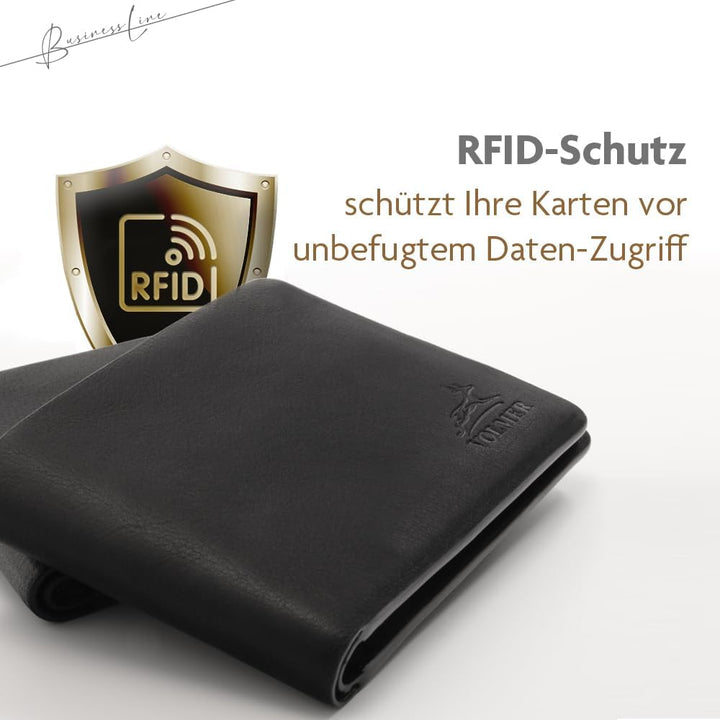 Fa.Volmer ® Hochwertige Herren Geldbörse aus Leder ‒ Ohne Futter, nur Leder ‒ Nahtlos ‒ Abgerundete