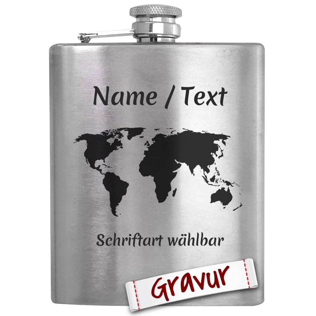 Wandern Geschenk Flachmann Set mit Gravur/Spruch personalisiert, Wanderer Geschenke für Frau, Mann,
